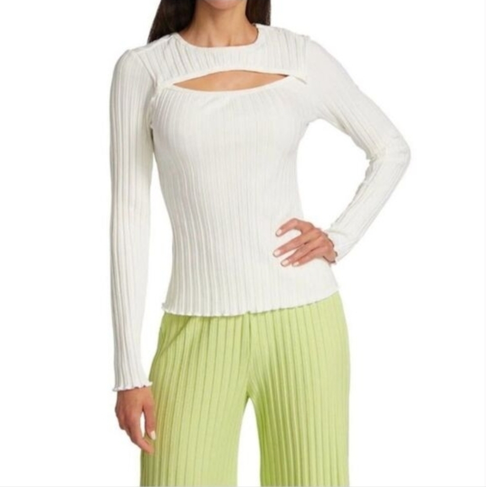Simon Miller | Off White Kai Cutout Ribbed Top Size Small